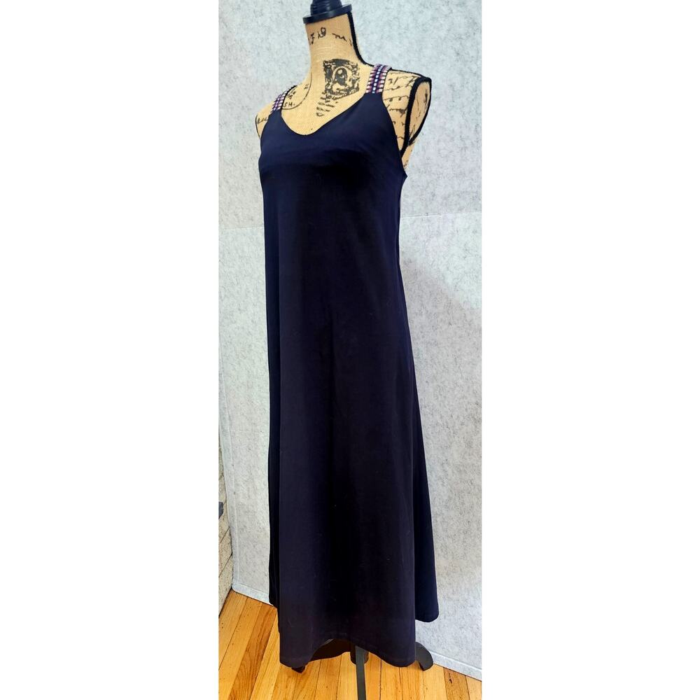 Saint + Sophia Sunset Dress, Navy Blue, Chevron, Flowy, Long, 48in Length Sz 2 - Picture 13 of 13